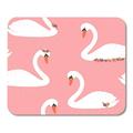 Pink Cute White Swan Pattern Beautiful Bird Child Feminine Floral Flower Mousepad Mouse Pad Mouse Mat 9x10 inch