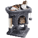 Easyfashion 2-Level Cat Tree Kitten Condo House with Plush Perch Dark Gray