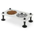 Elevated Dog Bowls Cat Bowls- Raised Dog Bowls with Double Dog Bowls Dog Bowl Stand with Rustic Wood Panel and Industrial Pipeline Base for Puppy Small Medium Dog Cat - 4.72 (H) / 7.87 (H)