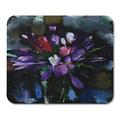 KDAGR Purple Bloom Oil Painting Still Life with Snowdrops Flowers on Canvas with Black with Shades of Gray Pink Mousepad Mouse Pad Mouse Mat 9x10 inch