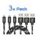 3 PACK 4ft Durable AGOZ Braided Micro USB FAST Charging Data Sync Cable Cord for Samsung Galaxy J3 Prime J327T J3 (2017) J327A J3 Sky S320 J3 Luna Pro S327VL Luna S120VL J3 Emerge J327P