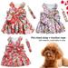 Visland Dog Cat Dress Harness Leash Fashion Chinese Style Casual Cute Flower Pattern Soft Cozy Pet Skirt Chest Strap Traction Rope Clothes Costume for Puppy Kitten New Year Party and Daily Wear