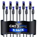 Ethernet Cable Cat 7 1 ft Super-Durable Black and White 5 Pack Braided Network LAN Internet Cable Cord High Speed Cat6 Ethernet Cable Compatible with Cat6 Cat6e Cat5 Cat5e Ethernet Patch Cable