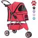 YRLLENSDAN Pet Gear Dog Stroller Small Dogs Folding Cat Stroller with Cup Holders 3 Wheel Pet Strollers for Small Dogs Puppy Stroller Travel Carrier Dog Stroller for Medium Dogs Red