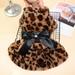 Warm Pet Dog Dress Bowknot Leopard Dogs Skirt Fleece Soft Small Puppy Dresses Pet Dog Cats Clothes Chihuahua Pug Apparel Brown XL