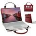 dell latitude 14 e5470 Laptop Sleeve Leather Laptop Case for dell latitude 14 e5470with Accessories Bag Handle (Red)