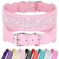 Didog Pet Rhinestones Dog Collars - 5 Rows Full Sparkly Crystal Diamonds Studded PU Leather - 2 Inch Wide -Beautiful Bling Pet Appearance for Medium & Large Dogs