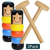 A Little Small Wooden Unbreakable Man Puppet Funny Toy Halloween and Christmas Magic Gift for Children(2Pack)