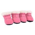 [DELIVERY ON TIME!!]Warm Pet Snow Boots Plush Windproof 4pcs Pet Dog Shoes Autumn Winter Soft with Non-Slip Soles for Small Medium Dog Cats