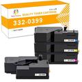 Toner H-Party 4-Pack Compatible Toner Cartridge Replacement for Dell 332-0399 332-0400 332-0401 332-0402 Used for Dell C1660W Printer Ink Black Cyan Magenta Yellow