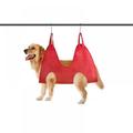Dog Grooming Sling Hammock for Small Medium Dogs Relaxation Restraint Cat Grooming Sling Bag for Grooming Trimming Nail & Pets Bathing with 2 Hooks Red M