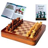 StonKraft 12 x 12 Collectible Wooden Drawer Chess Game Board Set + Wooden Crafted Chess Pieces - Flat Chess Board with Drawer