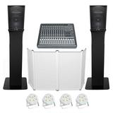 DJ Package with (2) JBL JRX215 2000w 15 Speakers+Mixer+Totem Style Stands+Facade