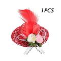 1Pieces Chicken Hats Mini Pets Hat Feather & Rose Top Hat Funny Bird Small Hat Accessories With Adjustable Chin Strap for Rooster Duck Parrot Poultry