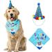 Dog Birthday Bandana Hat Scarf Set Shining Dog Print Happy Birthday Banner Party Birthday Outfit for Pet Puppy Cat