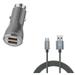 10ft USB-C Cable w Car Charger for Samsung Galaxy A73 5G A53 5G A33 5G A13 5G A03s Phones - Type-C Charger Cord Power Wire 36W Fast 2-Port USB Type-C Cable Power