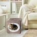 Cat or Dog Bed Cozy Cave Enclosed Cube Pet Bed - Light Coffee