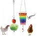 Chicken Xylophone Toy for Hens Suspensible Wood Xylophone Toy with 8 Metal Keys Chicken Coop Pecking Toyï¼Œ Rainbowï¼ˆVeggies Fork & Chicken Xylophoneï¼‰