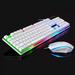 Wired Gaming Keyboard and Mouse Combo RGB Backlit Light Up Keyboard with Multimedia Keys Wrist Rest and Red Backlit Gaming Mouse 1000 DPI for Windows PC Gamers (White)