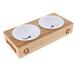 Cat Bowls Raised Pet Feeder Bamboo for Cats and Small Dogs S02