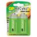 GP Recyko 2AA PRE-CHARGED rechargable batteries WITH 2 C ADAPTERS AND 2 D ADAPTERS