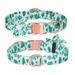 Shulemin Pet Dog Collar Floral Pattern Dress-up Adjustable Removable Dog Necklace Collar Pet Supplies Green M