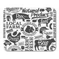 LADDKE Pattern Typographic Butchery Farm and Butcher Sheep Silhouette Mousepad Mouse Pad Mouse Mat 9x10 inch