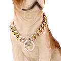 Gold Dog Collar Chain with Steel Buckle Width Stainless Steel Cuban Link Slip Chain Training Collar Necklace for Large