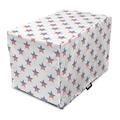 Fourth of July Dog Crate Cover Repeating Pattern of Striped Star Shapes Representing the US Flag Easy to Use Pet Kennel Cover Small Dogs Puppies Kittens 7 Sizes Vermilion Blue White by Ambesonne