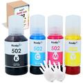 4PK Koala Ink Refill Kit for 502 Ink T502 Compatible with Ecotank ET-2700 ET-2720 ET-2750 ET-2760 ET-2800 ET-3750 ET-3760 ET-4700 ET-4750 ET-4760 Work with 542 Ink 522 T522 Ink (Not for Sublimation)