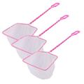 Unique Bargains 18 x 5 Plastic Portable Handle Landing Net Fishing Fish Angler Mesh Fish Goldfish Shrimp White Fuchsia