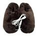 1 Pair of Warm Keeping Plush USB Heating Slippers Electric Heated Up Shoes Winter Shoes (Coffee)