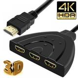 3-Port HDMI Switcher Intelligent 3x1 Auto Switch Selector Support Full HD 3D 1080p HDCP 3 In 1 Out HDMI Splitter with 24K Gold Plated HDMI Cable for HDTV DVD PS3 PS4 Xbox One Bluray Apple TV