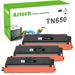 A AZTECH 3-Pack Compatible Toner Cartridge for Brother TN-650 TN650 TN 650 HL-5440D 5450DN 5450DNT 6180DW 6180DWT 5470DW 5470DWT Printer Ink (Black)