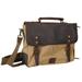 Vagarant Traveler Casual Style Cowhide Leather Cotton Canvas Laptop Bag C43.KK