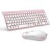 UISHUSO Wireless Keyboard Mouse Combo 2.4G Compact and Full Size Wireless Keyboard and Mouse Combo for PC Laptop Tablet Computer Windows-Rose Gold