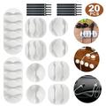 20 Pieces Cable Clips White Cable Holders Adhesive Desk Cable Organizer Silicone Wire Holder Cable Management for Cable Cord and Wire Self-Gripping Cable Ties