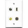 RiteAV 1 Port HDMI and 1 Port RCA Yellow and 1 Port Coax Cable TV- F-Type and 1 Port S-Video Wall Plate
