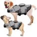 DENTRUN Dog Life Jacket Ripstop Dog Life Vest Adjustable Footbal Pattern Dogs Swimming Vest Safety Pet Floatation Vest Life Preserver with Durable Rescue Handle for Small Medium and Large Dogs