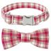 Dog and Cat Collar with Bowtie Grid Collar Plastic Buckle Light Adjustable Collars for Small Medium Dogs
