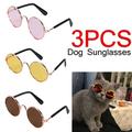 1/2/3/5/9 Pcs Small Pet Sunglasses Retro Dog Sunglasses Round Metal Puppy Sunglasses Cosplay Eyewear Photo Props for Cats and Small to Medium Dogs