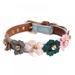 Savlot Adjustable Flowers PU Leather Pet Puppy Dog Collar Neck Strap Safe Buckle Decor For Small Dogs