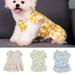 SPRING PARK Dog Dress Chrysanthemum Printing Dog Skirt for Small Dogs Ruffled Hem Sundress Dog Apparel
