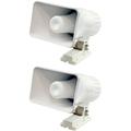 Pyle Pro 6 50W 8 Ohms Indoor and Outdoor PA Horn Speaker White (2 Pack)