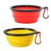 2 Pack Portable Dog Bowl Unbranded Foldable Pet Food & Water Collapsible Dish for Travel Hiking Camping (Yellow+Red)