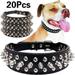 Adjustable Pet Cat Dog Collars 20 Pcs Soft Faux Leather Spiked Dog Collar with Rivets and Studs Puppy Collars Adjustable for Small Medium Large Dogs