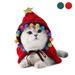1111Fourone Pet Christmas Costume Cat Christmas Cloak with Star and Pompoms Santa Hat Party Cosplay Dress