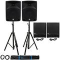 (2) Rockville RPG10 10 Powered 600W DJ PA Speakers+(2) Subs+Stands+Cables+Bag