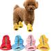 Grofry 4Pcs Pet Shoes Solid Color Anti-Skid Rubber Sole Dog Sandals Shoes for Outdoor Yellow 5