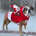 Christmas Dog Costume Dog Santa Claus Costume Dog Pet Dogs Santa Claus Riding on Pet for Medium to Large Sized Dogs Winter Christmas Party Holiday Hoodie Clothing for Dogs